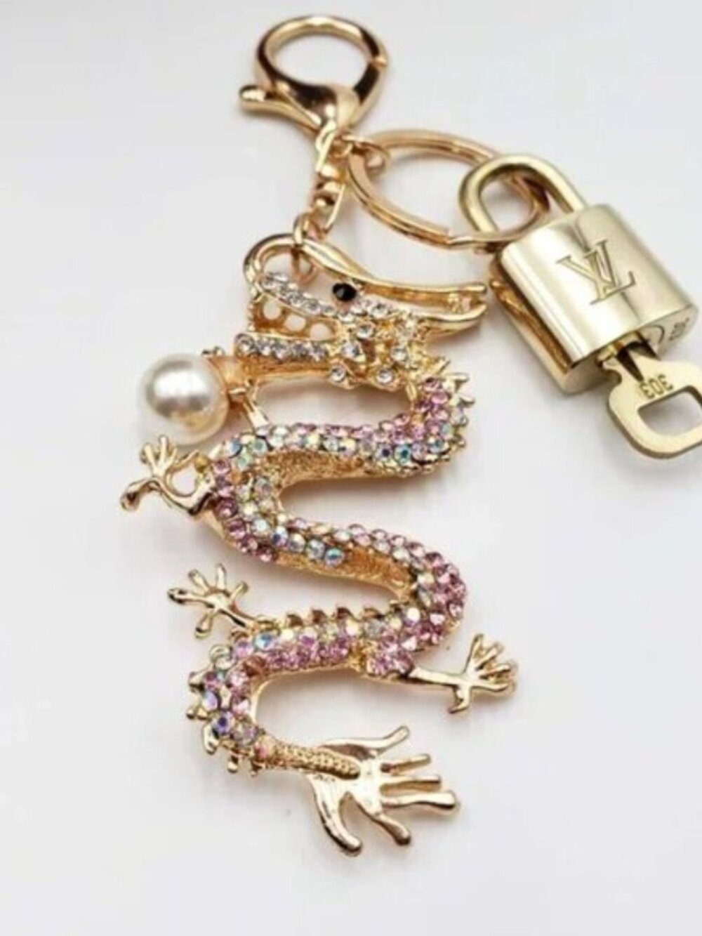 Authentic LV Gold Padlock 🔒Unbranded Dragon Keychain for Louis Vuitton Bags